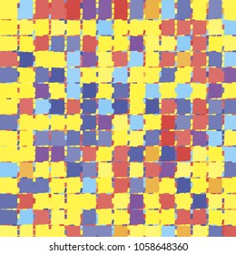 Stylish mosaic background from squares. Colorful patchwork texture. Vector abstract geometric background for decorations, paper packaging, textile design, covers