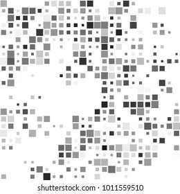 Stylish mosaic texture with squares of different scale and color on white. Vector abstract geometric halftone background for holiday, celebration decorations, paper packaging, textile design, covers