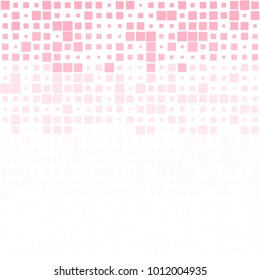 Stylish mosaic texture with squares of different scale and color on white. Vector abstract geometric halftone background for holiday, celebration decorations, paper packaging, textile design, covers
