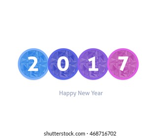 Stylish Multicolors 2017 and Happy New Year Text Vector Background, Greeting Card Design