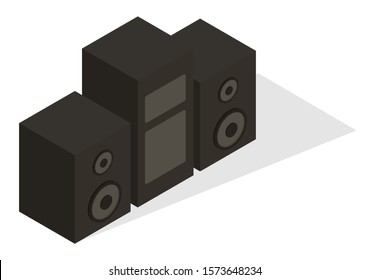 Stylish Music Center isometric vector illustration. 