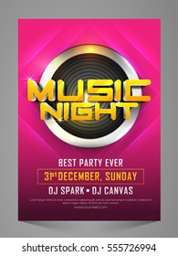 Stylish Music Night Party Celebration Flyer, Banner, Pamphlet or Invitation.