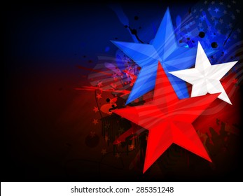 Stylish national flag color stars on creative background for 4th of July, American Independence Day celebration.