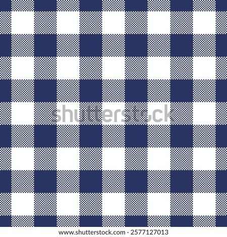 Stylish navy blue and white gingham check pattern.  Perfect for textiles, web design, or as a background.  Clean, modern, and versatile design.