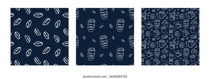 Stylish Navy Patterns Featuring Leaf and Abstract Designs in a Modern Aesthetic Style