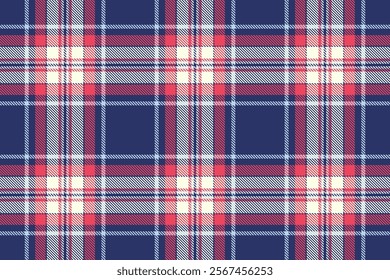 Stylish navy, pink, and cream plaid pattern.  Perfect for textile design, website backgrounds, or fashion projects. This seamless texture offers a classic yet modern feel.