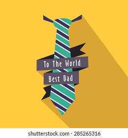 Stylish necktie for Best Dad on yellow background, Elegant greeting card design for Happy Father's Day celebration.