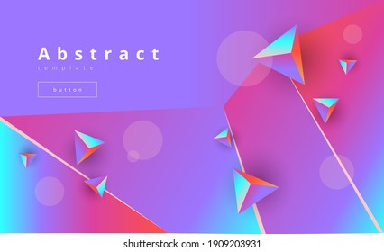 stylish neon purple vector background with triangles and circles