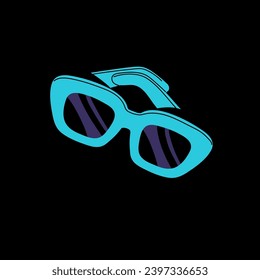 Stylish neon sunglasses, plastic glasses. Retro bright sun spectacles, vintage summer accessory, funky eyeglasses in 90s style, hipster eyewear. 80s fashion, vogue. Flat isolated vector illustration