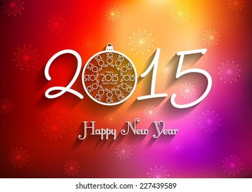 Stylish New year 2015 Design on Multicolor Background