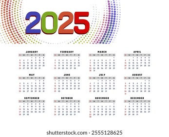 Stylish New year 2025 annual calendar modern background design vector