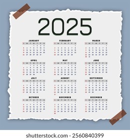 Stylish New year 2025 annual calendar modern background design vector