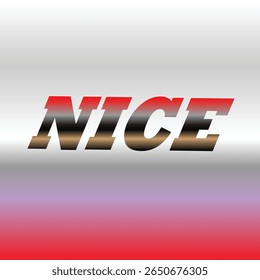 Elegante efeito de texto 'NICE' negrito metálico gradiente