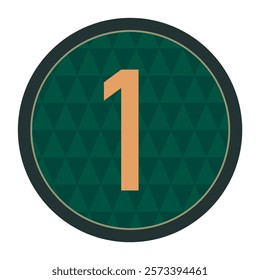 Stylish Number 1 Badge with Dark Green and Gold Accents Featuring Geometric Triangular Background – Ideal for Minimalist Design Projects