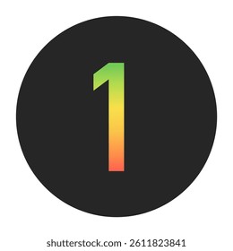 Stylish Number 1 in gradient hues of green to red inside a solid black circle. Great for modern branding, tech logos, and digital art themes.