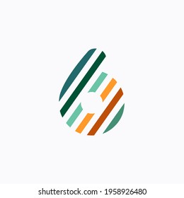 Stylish number 6 logo with colorful combinations