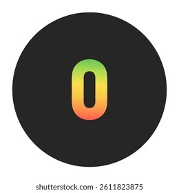 Stylish o Lowercase letter in gradient hues of green to red inside a solid black circle. Great for modern branding, tech logos, and digital art themes.