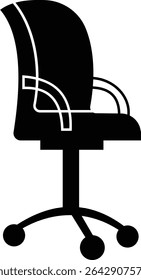 Stylish office chair icon featuring ergonomic designs in black and outline stroke aesthetics perfect for representing comfortable seating for working at a desk. Piece of furniture for living room,