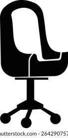 Stylish office chair icon featuring ergonomic designs in black and outline stroke aesthetics perfect for representing comfortable seating for working at a desk. Piece of furniture for living room,