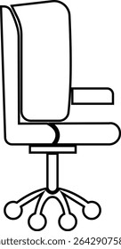 Stylish office chair icon featuring ergonomic designs in black and outline stroke aesthetics perfect for representing comfortable seating for working at a desk. Piece of furniture for living room,