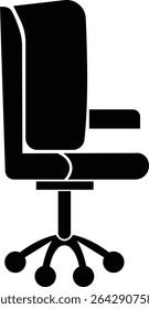 Stylish office chair icon featuring ergonomic designs in black and outline stroke aesthetics perfect for representing comfortable seating for working at a desk. Piece of furniture for living room,