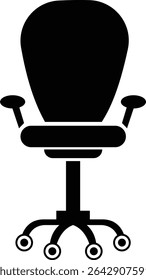 Stylish office chair icon featuring ergonomic designs in black and outline stroke aesthetics perfect for representing comfortable seating for working at a desk. Piece of furniture for living room,