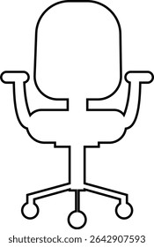 Stylish office chair icon featuring ergonomic designs in black and outline stroke aesthetics perfect for representing comfortable seating for working at a desk. Piece of furniture for living room,