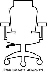 Stylish office chair icon featuring ergonomic designs in black and outline stroke aesthetics perfect for representing comfortable seating for working at a desk. Piece of furniture for living room,