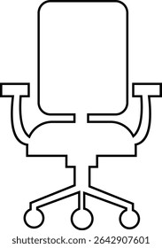 Stylish office chair icon featuring ergonomic designs in black and outline stroke aesthetics perfect for representing comfortable seating for working at a desk. Piece of furniture for living room,