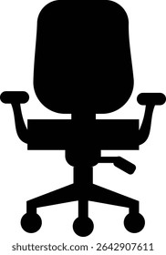 Stylish office chair icon featuring ergonomic designs in black and outline stroke aesthetics perfect for representing comfortable seating for working at a desk. Piece of furniture for living room,