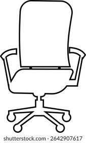 Stylish office chair icon featuring ergonomic designs in black and outline stroke aesthetics perfect for representing comfortable seating for working at a desk. Piece of furniture for living room,