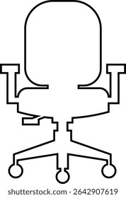 Stylish office chair icon featuring ergonomic designs in black and outline stroke aesthetics perfect for representing comfortable seating for working at a desk. Piece of furniture for living room,