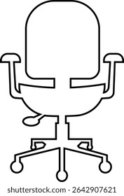 Stylish office chair icon featuring ergonomic designs in black and outline stroke aesthetics perfect for representing comfortable seating for working at a desk. Piece of furniture for living room,