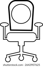 Stylish office chair icon featuring ergonomic designs in black and outline stroke aesthetics perfect for representing comfortable seating for working at a desk. Piece of furniture for living room,