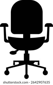 Stylish office chair icon featuring ergonomic designs in black and outline stroke aesthetics perfect for representing comfortable seating for working at a desk. Piece of furniture for living room,