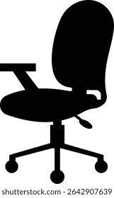 Stylish office chair icon featuring ergonomic designs in black and outline stroke aesthetics perfect for representing comfortable seating for working at a desk. Piece of furniture for living room,