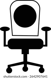 Stylish office chair icon featuring ergonomic designs in black and outline stroke aesthetics perfect for representing comfortable seating for working at a desk. Piece of furniture for living room,