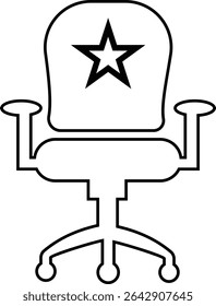 Stylish office chair icon featuring ergonomic designs in black and outline stroke aesthetics perfect for representing comfortable seating for working at a desk. Piece of furniture for living room,