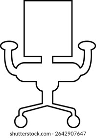 Stylish office chair icon featuring ergonomic designs in black and outline stroke aesthetics perfect for representing comfortable seating for working at a desk. Piece of furniture for living room,