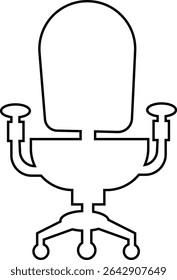 Stylish office chair icon featuring ergonomic designs in black and outline stroke aesthetics perfect for representing comfortable seating for working at a desk. Piece of furniture for living room,