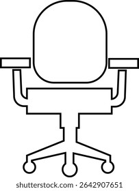 Stylish office chair icon featuring ergonomic designs in black and outline stroke aesthetics perfect for representing comfortable seating for working at a desk. Piece of furniture for living room,