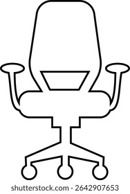 Stylish office chair icon featuring ergonomic designs in black and outline stroke aesthetics perfect for representing comfortable seating for working at a desk. Piece of furniture for living room,
