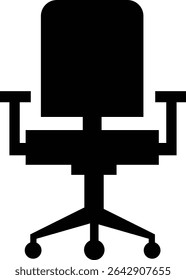 Ícone elegante da cadeira de escritório com designs ergonômicos em preto e traçado de contorno estética perfeita para representar assentos confortáveis para trabalhar em uma mesa. Pedaço de mobiliário para sala de estar,
