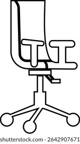 Stylish office chair icon featuring ergonomic designs in black and outline stroke aesthetics perfect for representing comfortable seating for working at a desk. Piece of furniture for living room,