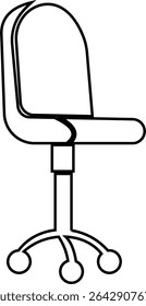 Stylish office chair icon featuring ergonomic designs in black and outline stroke aesthetics perfect for representing comfortable seating for working at a desk. Piece of furniture for living room,