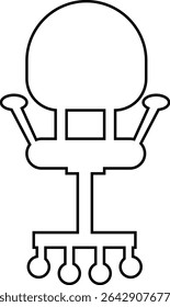 Stylish office chair icon featuring ergonomic designs in black and outline stroke aesthetics perfect for representing comfortable seating for working at a desk. Piece of furniture for living room,