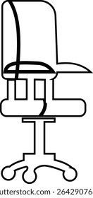 Stylish office chair icon featuring ergonomic designs in black and outline stroke aesthetics perfect for representing comfortable seating for working at a desk. Piece of furniture for living room,