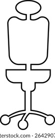 Stylish office chair icon featuring ergonomic designs in black and outline stroke aesthetics perfect for representing comfortable seating for working at a desk. Piece of furniture for living room,