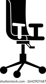 Stylish office chair icon featuring ergonomic designs in black and outline stroke aesthetics perfect for representing comfortable seating for working at a desk. Piece of furniture for living room,