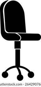 Stylish office chair icon featuring ergonomic designs in black and outline stroke aesthetics perfect for representing comfortable seating for working at a desk. Piece of furniture for living room,